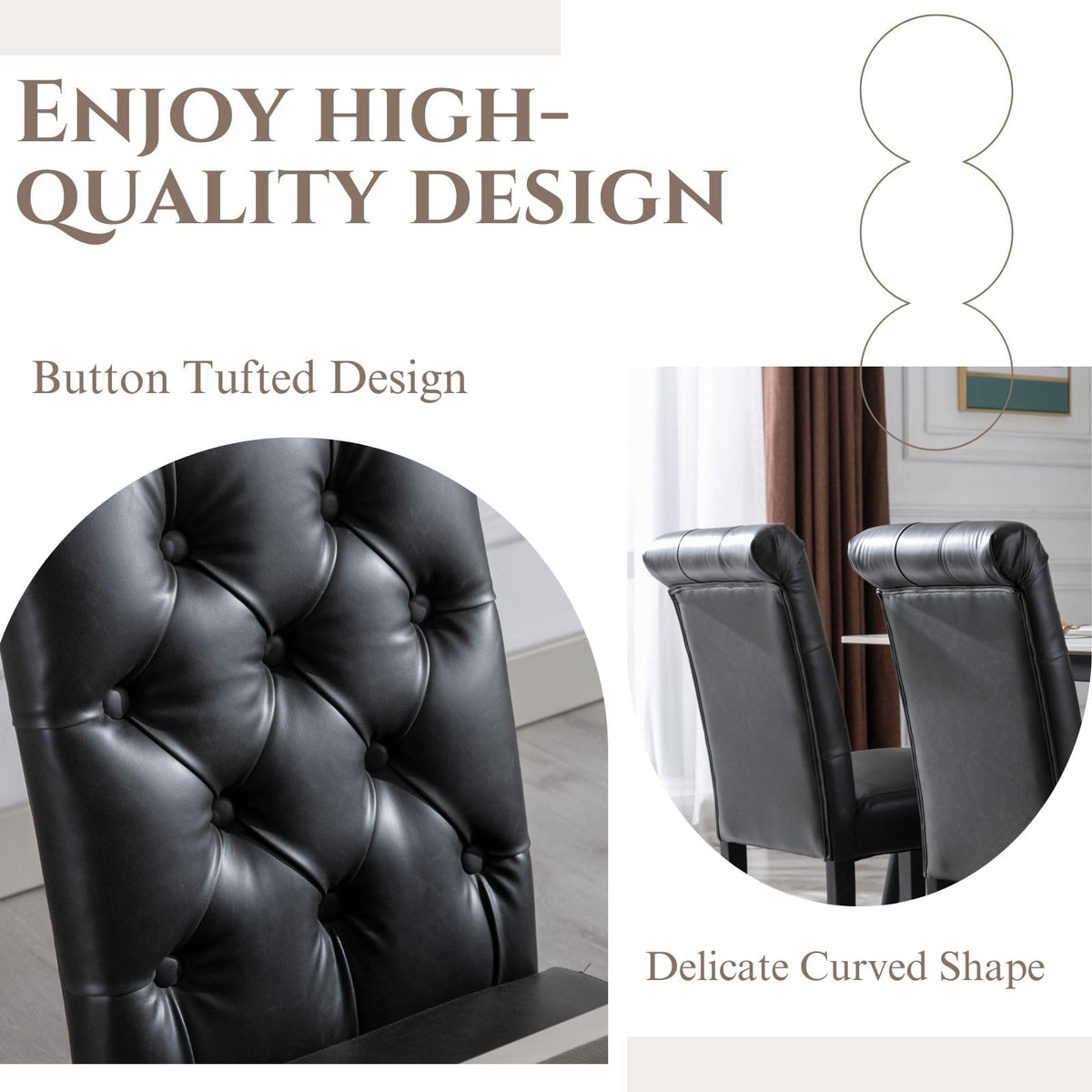 Black PU Leather Dining Chairs Set of 4 C970