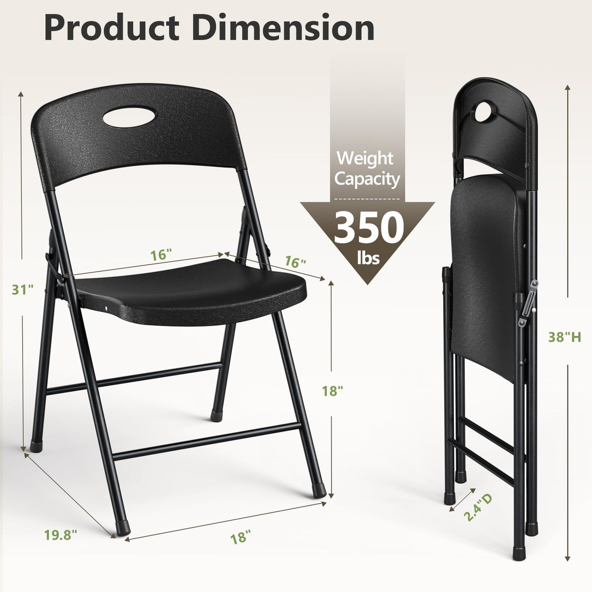 Black 6 Pack Plastic Metal Folding Chairs Q920
