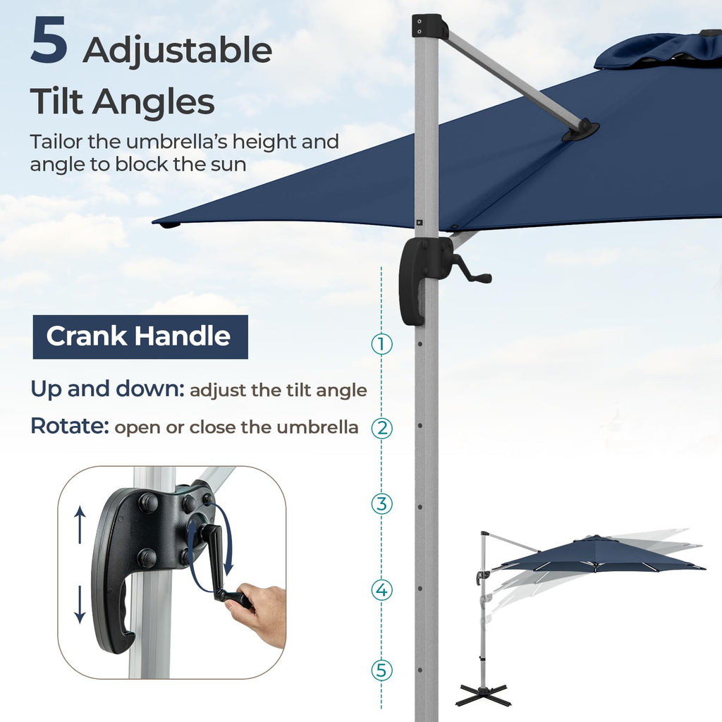 11 FT Cantilever Patio Umbrella with 360° Rotation Q19213