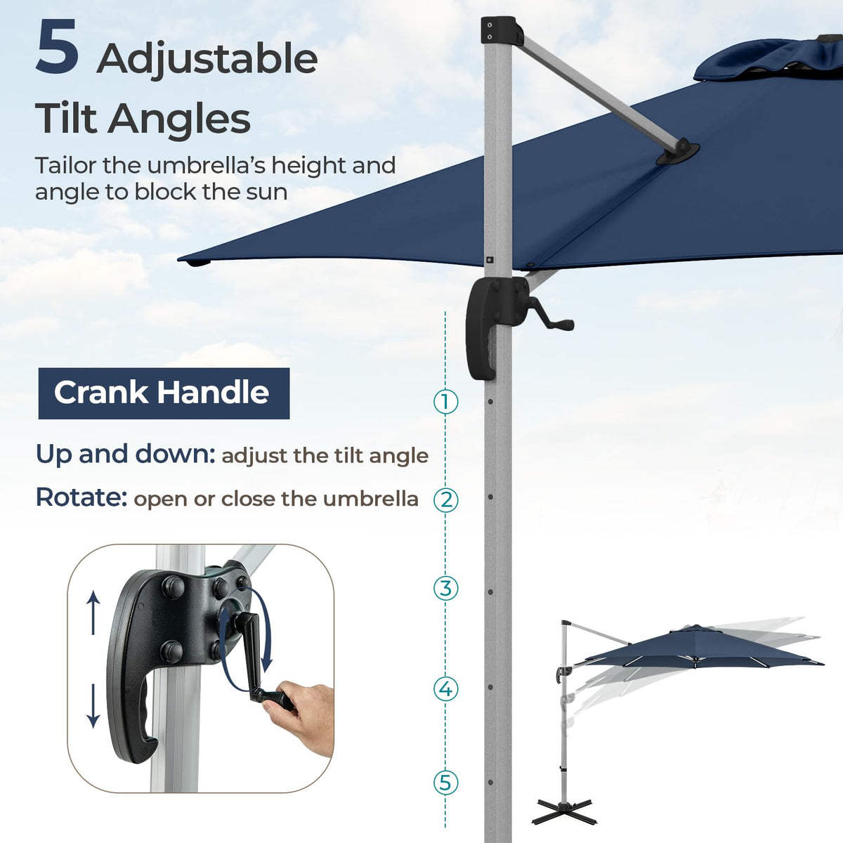 11 FT Cantilever Patio Umbrella with 360° Rotation Q19213