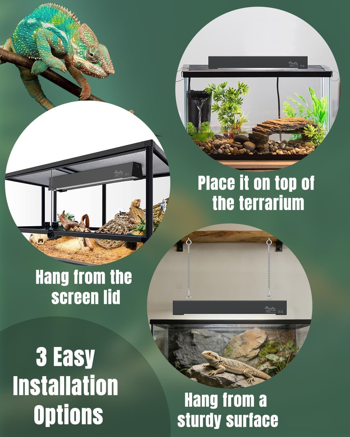 T5 Reptile Light Combo Kit with 2 UVB Tubes, 10.0 UVB Light Fixture, 12 inch S19900