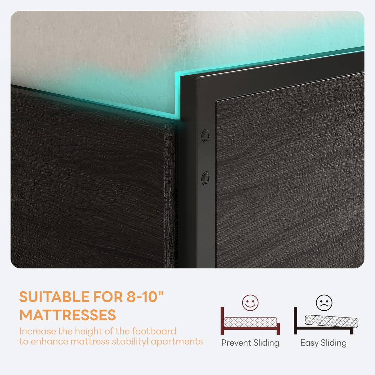 Twin Bed Frame with Storage Drawers and LED Light H3467