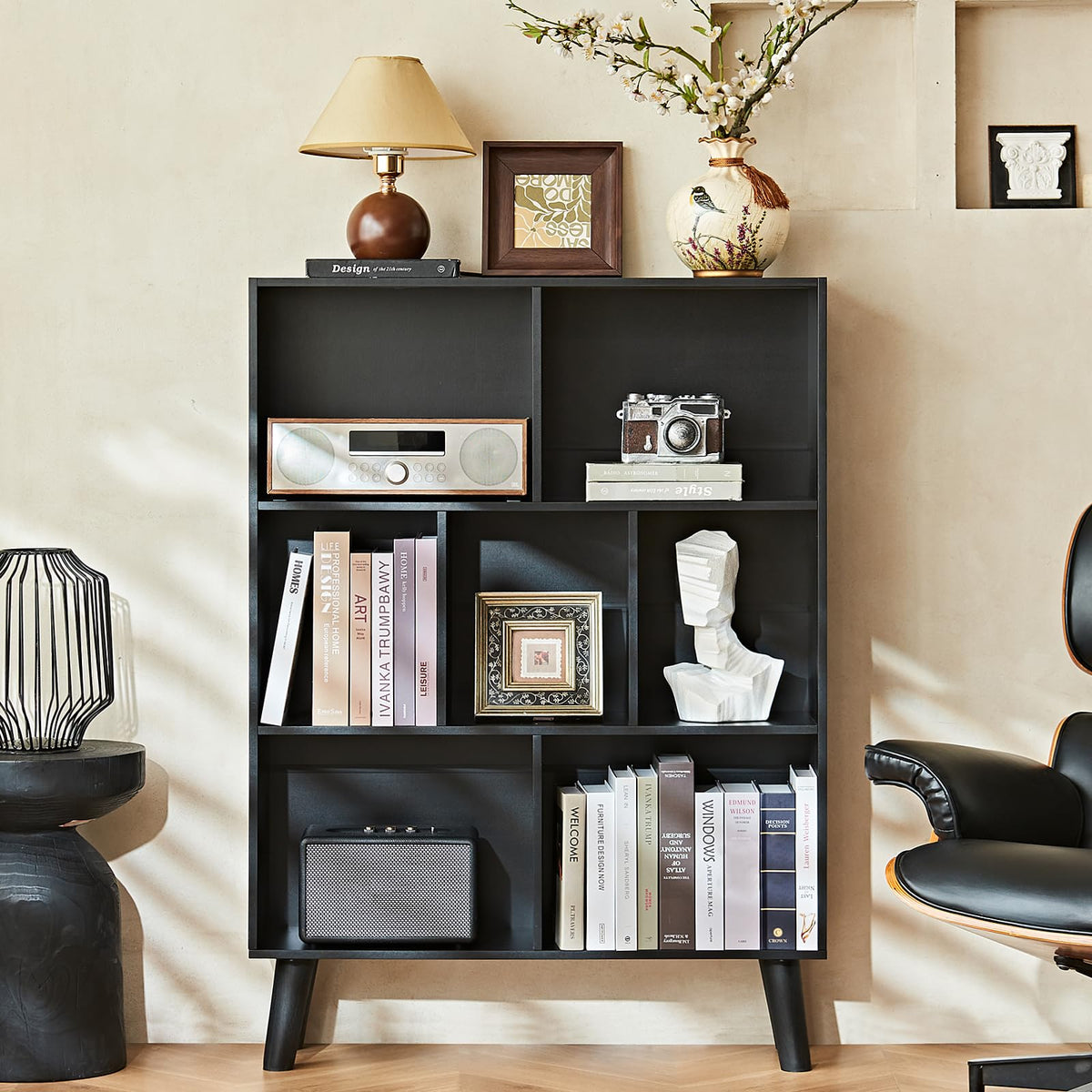 Black Cube Bookshelf with Legs A63826