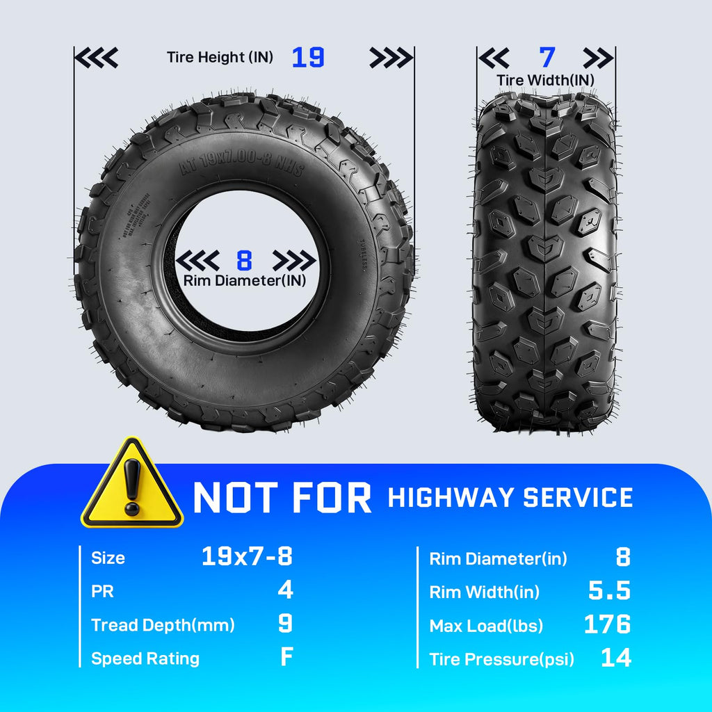 Set of 2 19x7-8 ATV/UTV Tires B935