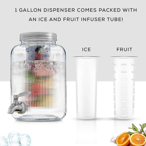 1 Gallon Glass Beverage Dispenser with Stainless Steel Spigot Z606057