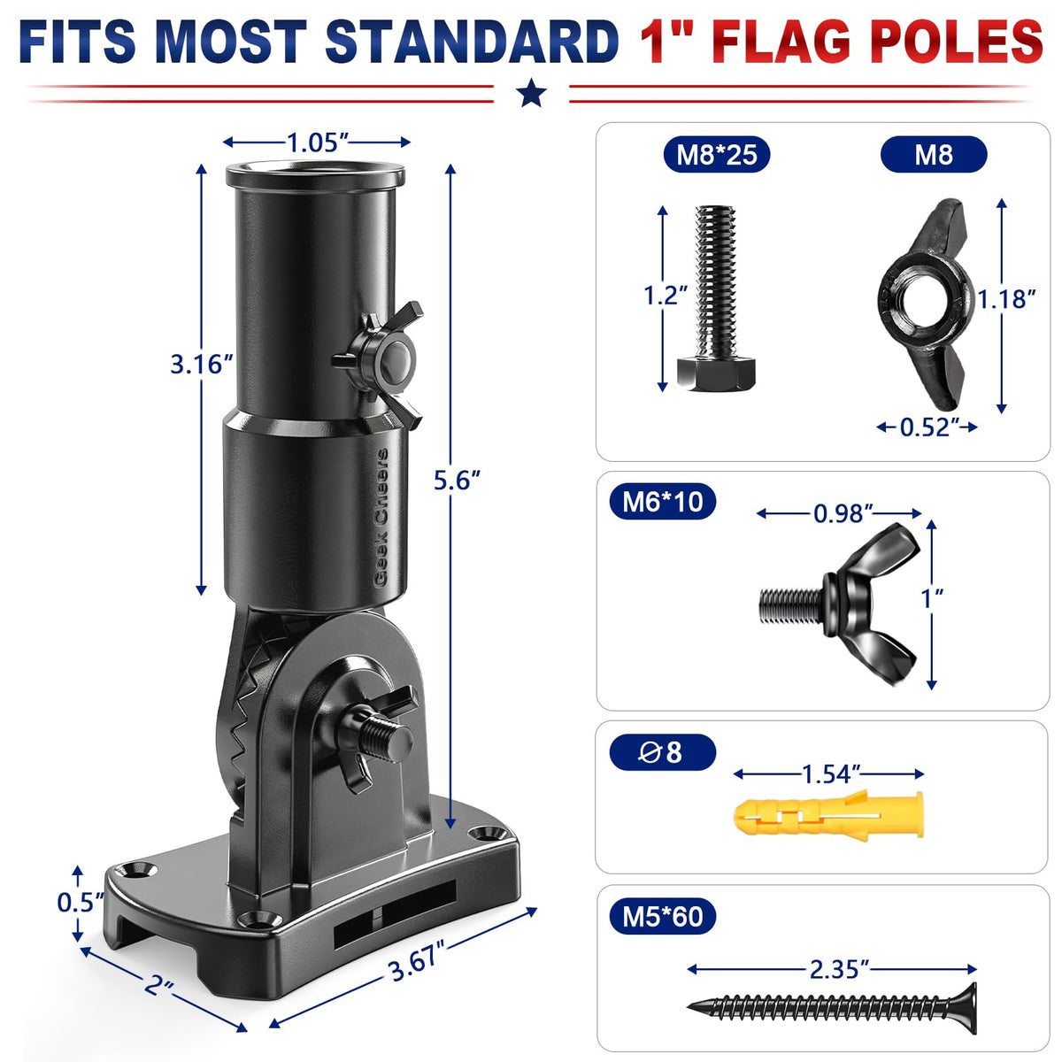 Heavy Duty Stainless Steel Flag Pole Holder T683
