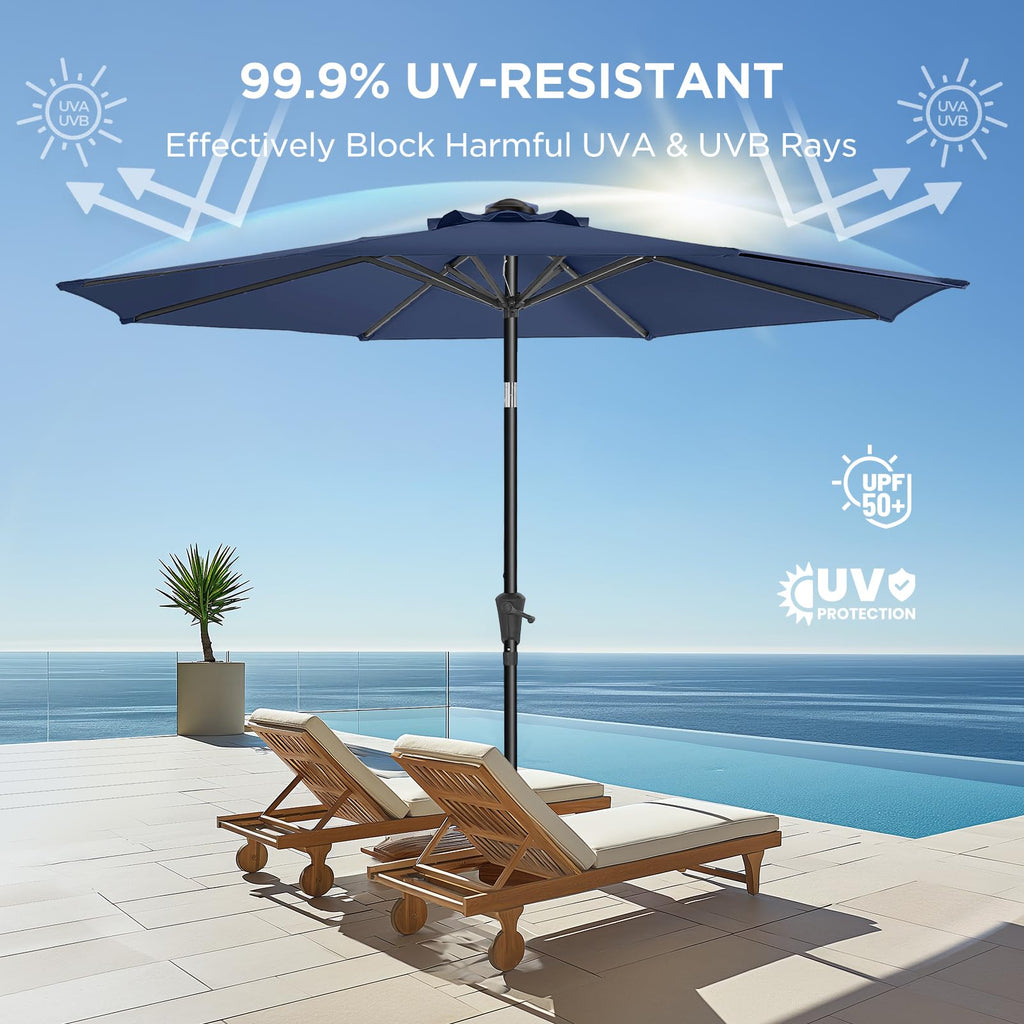 9FT Outdoor Patio Umbrella Navy Blue H523