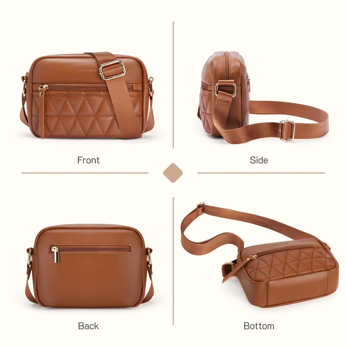 Quilted Crossbody Purse with Adjustable Strap Z431