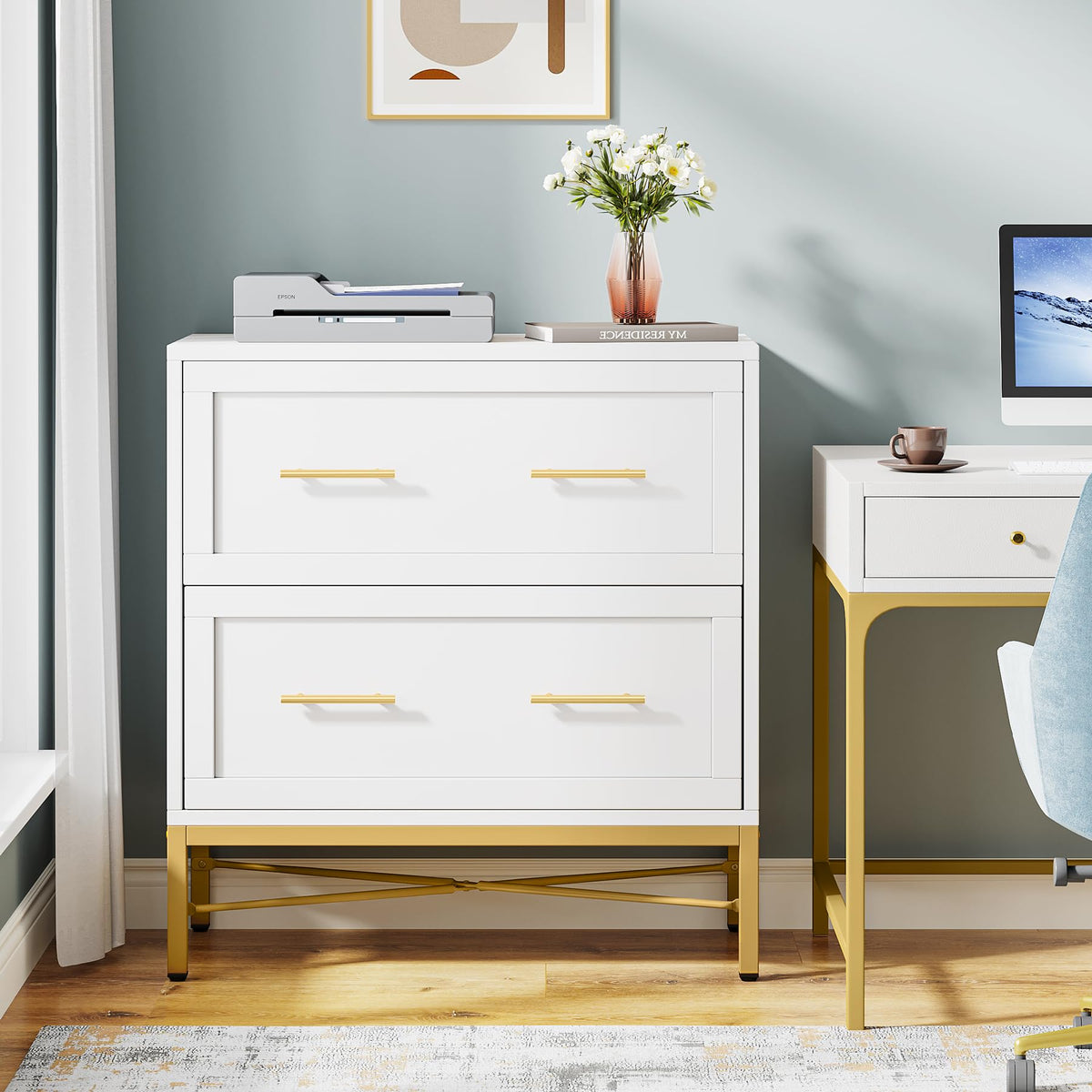White 2 Drawer Wood File Cabinet D500703