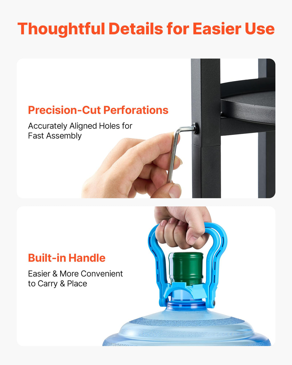 5 Gallon Heavy Duty Water Jug Stand with Storage Shelf T9826