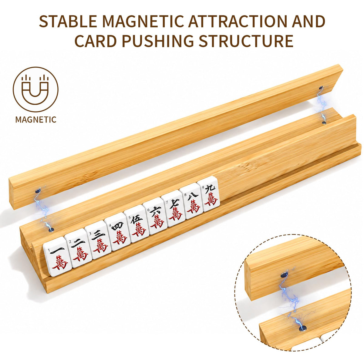 Bamboo Mahjong Racks with Pushers, Set of 4 H470