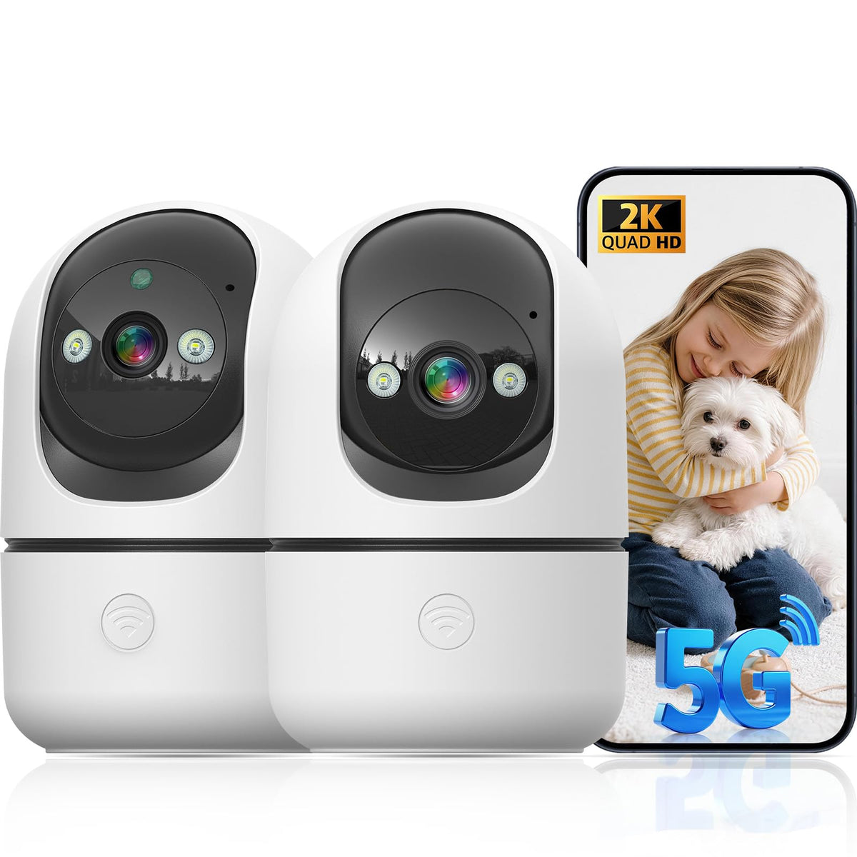Indoor Camera 5G&2.4G WiFi 360° Pan/Tilt 2-Pack V48272