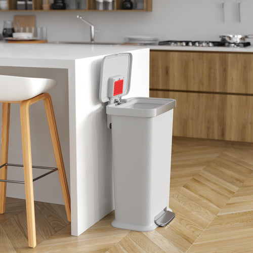 13.2 Gal Step Pedal Kitchen Trash Can with Odor Filter, White Plastic L1268