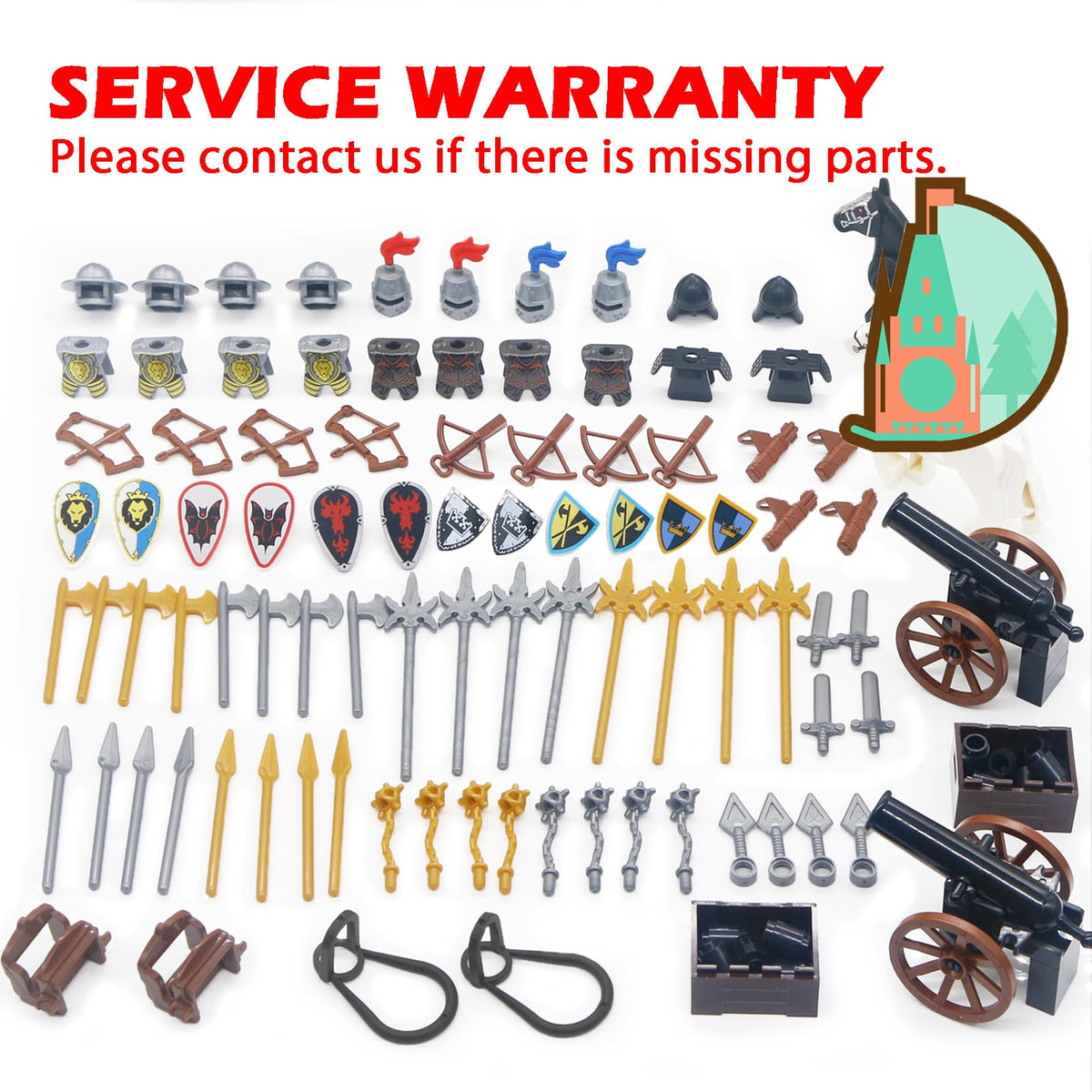 Building Block Medieval Weapon Armor Swords Helmet Horse G1019