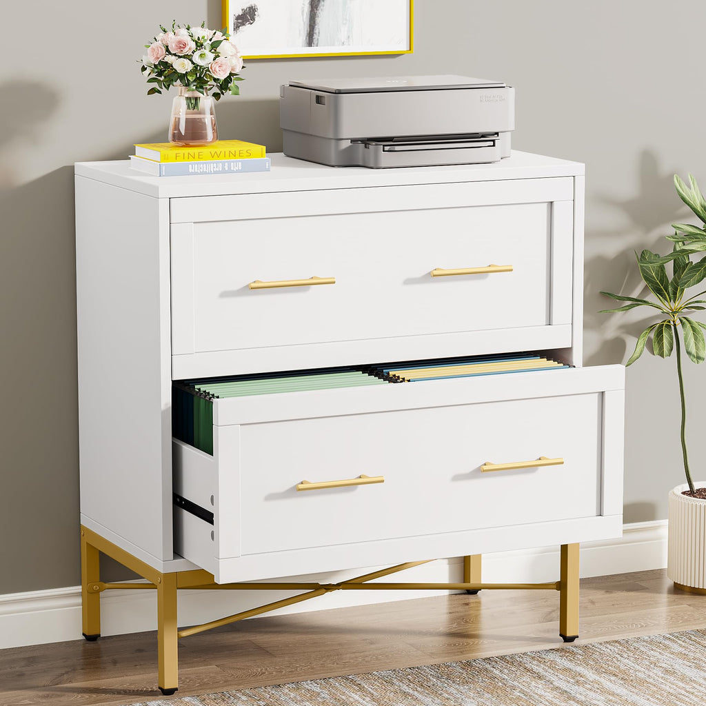 White 2 Drawer Wood File Cabinet D500703