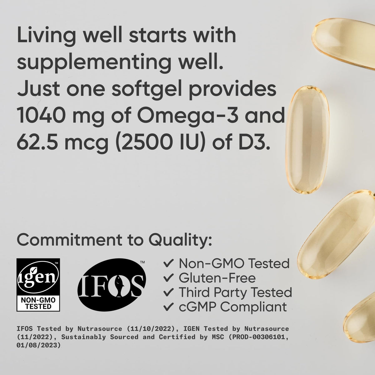 Omega-3 Fish Oil 1250mg + D3 2500iu, 120 Count J142