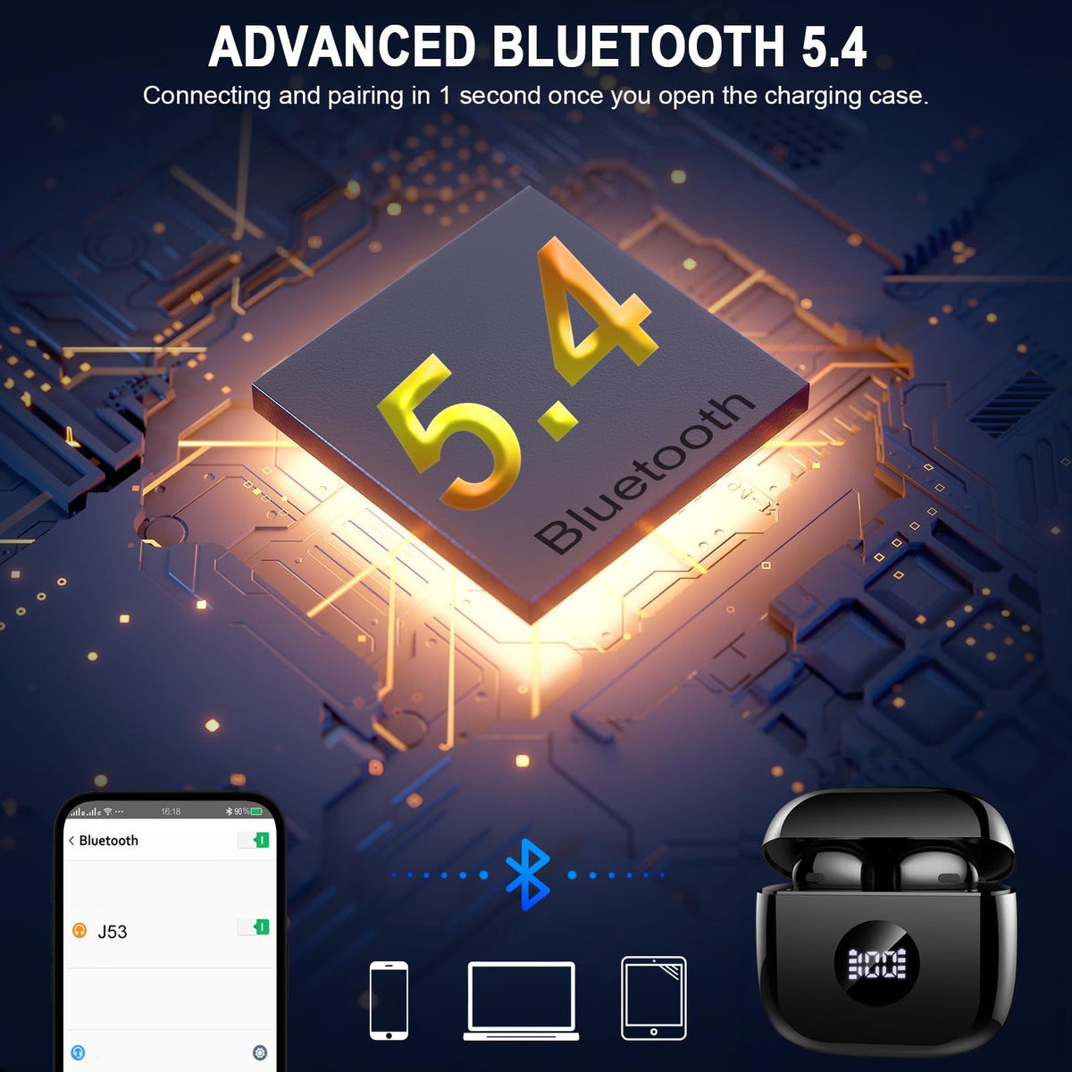 Black and Purple Wireless Earbuds D6345