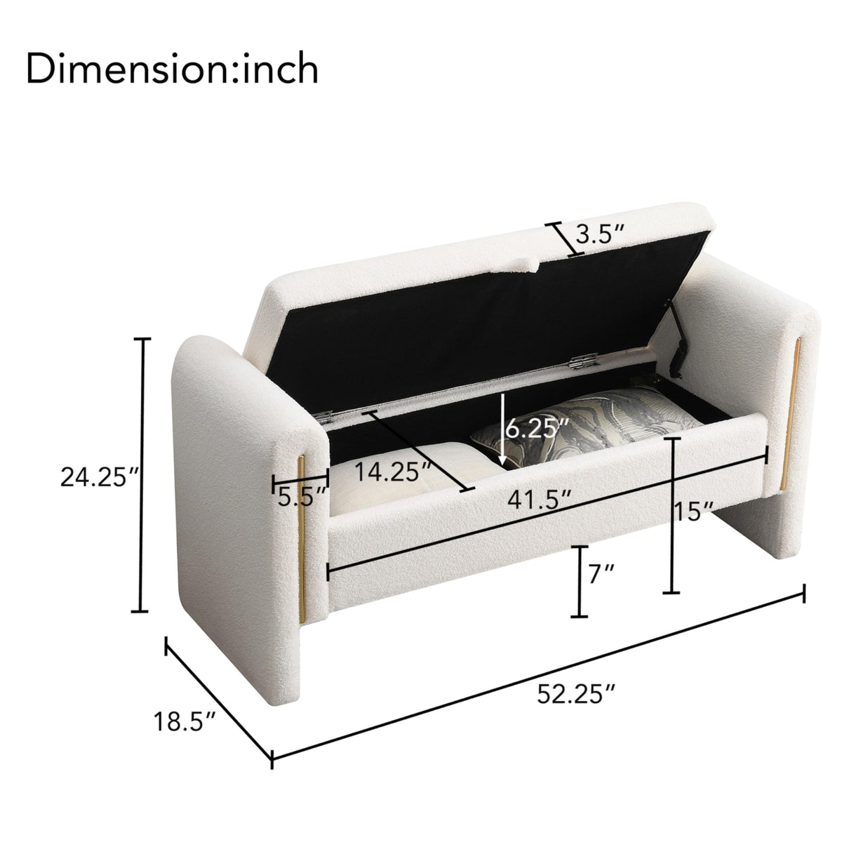 White Upholstered Storage Ottoman K631678