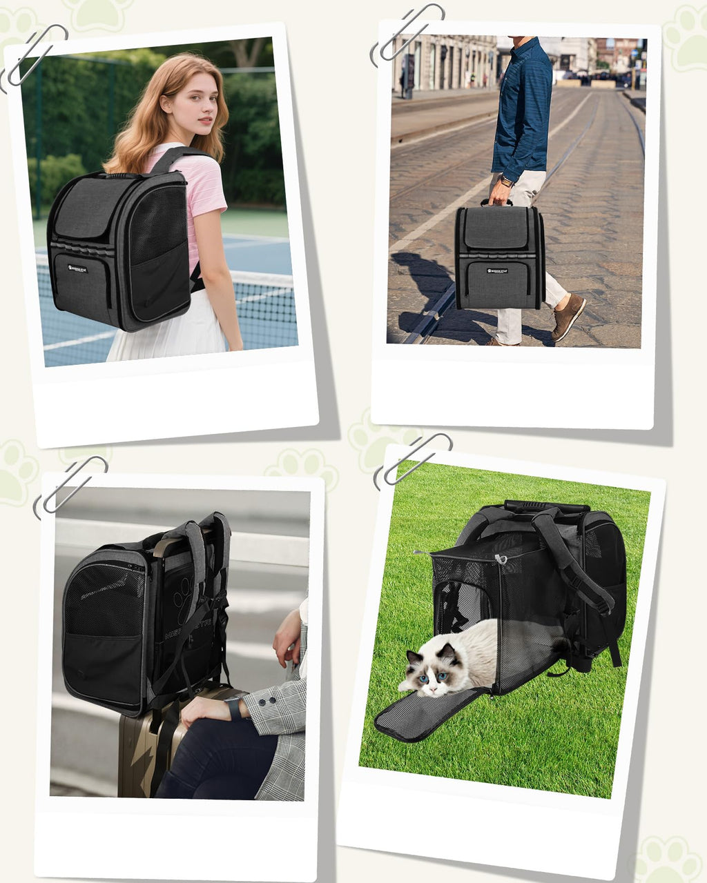 Expandable Breathable Mesh Cat Dog Carrier Backpack X689631