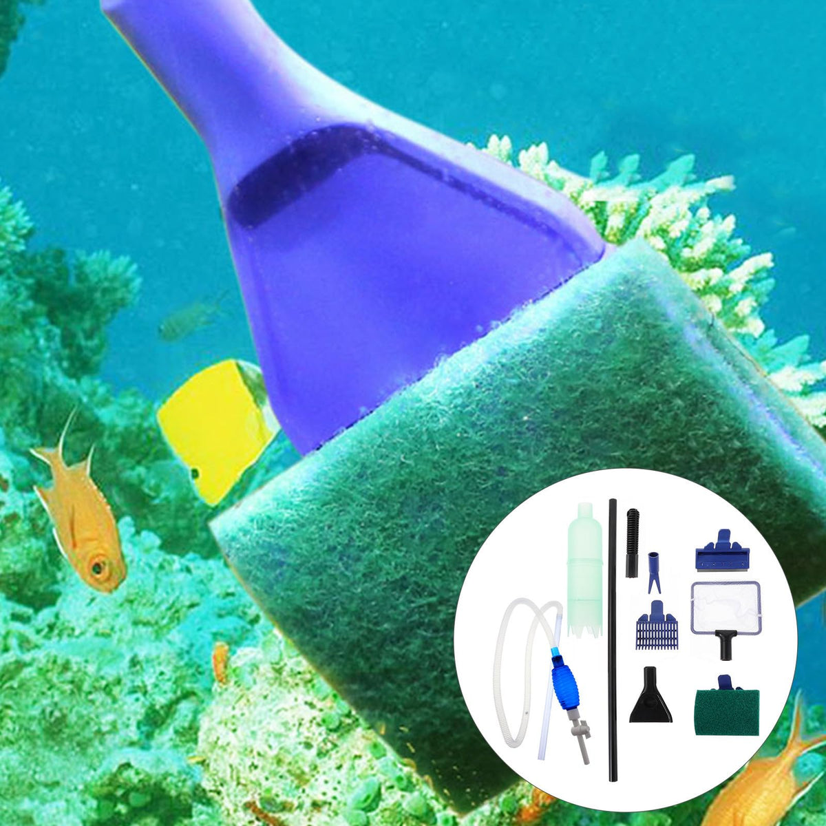 Fish Tank Water Changer Tool with Cleaning Brush Set Q966299