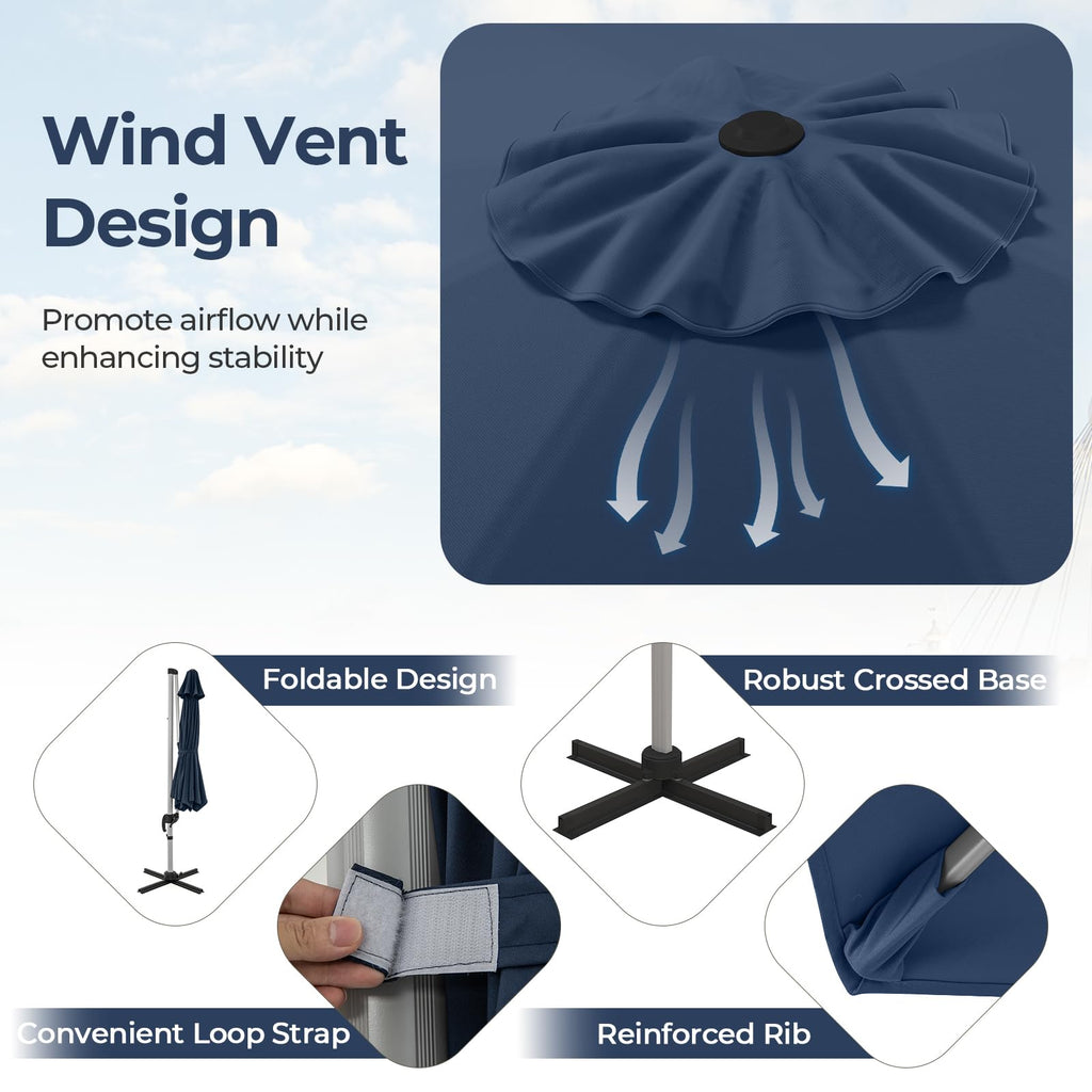 11 FT Cantilever Patio Umbrella with 360° Rotation Q19213