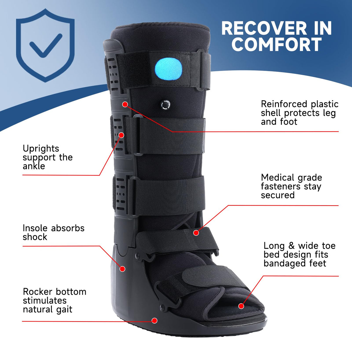 Black Small Tall Inflatable Walking Boot X84312