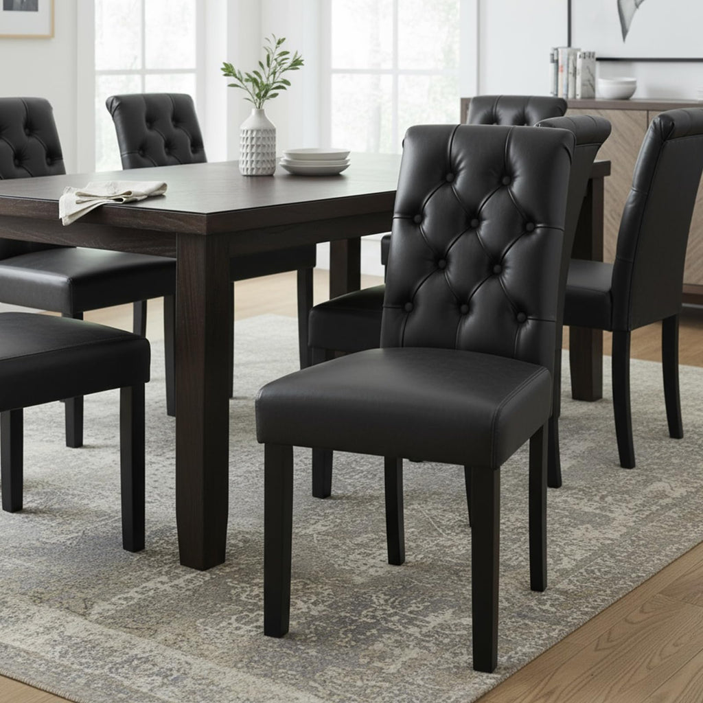 Black PU Leather Dining Chairs Set of 4 C970