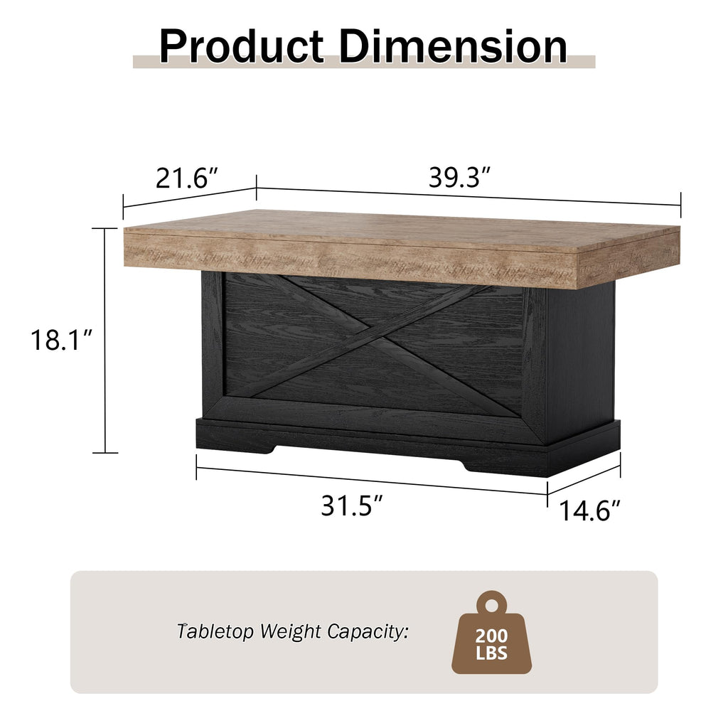 39 in Rustic Coffee Table with X-Design Y5543