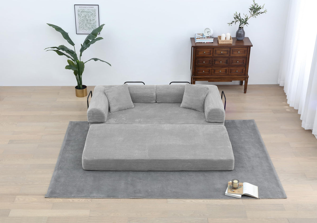 Light Gray Convertible Sleeper Sofa V472