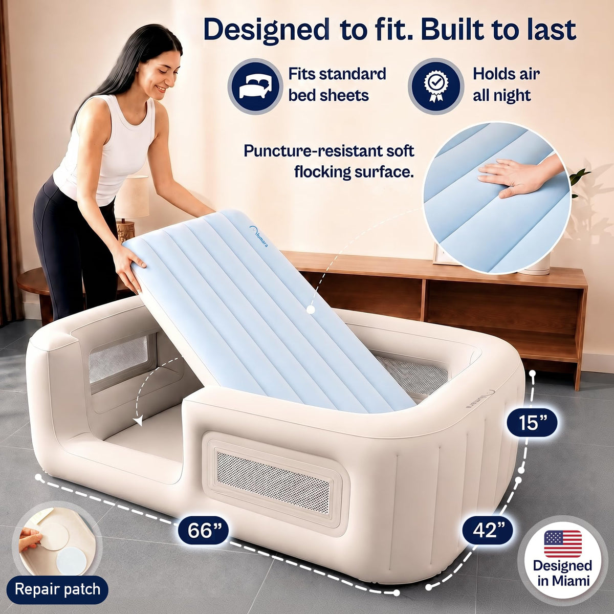 Inflatable Toddler Travel Bed with Electric Pump Y77375