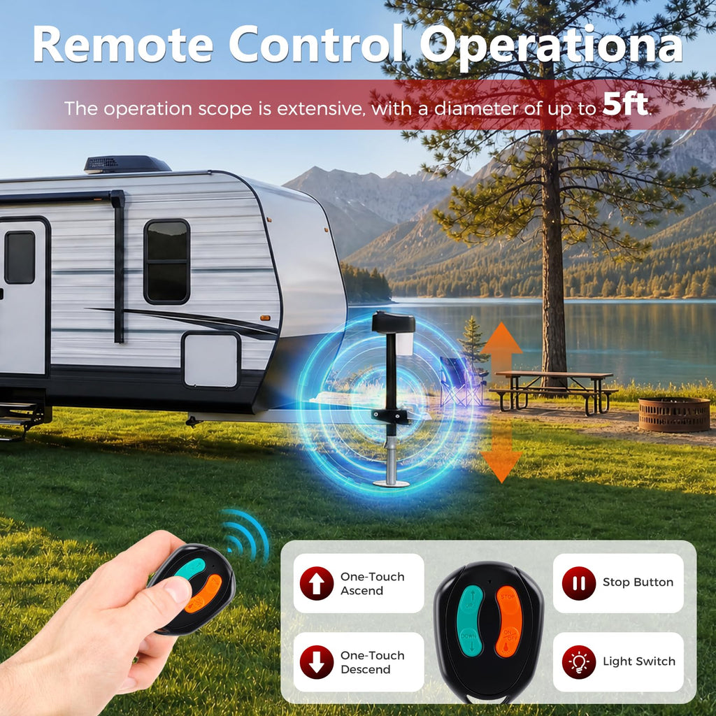 Electric Trailer Jack with 2 Remote Control, IP65 Waterproof G297
