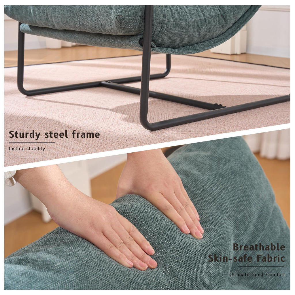 Green Set of 2 Upholstered Accent Chair with Metal Frame V7012
