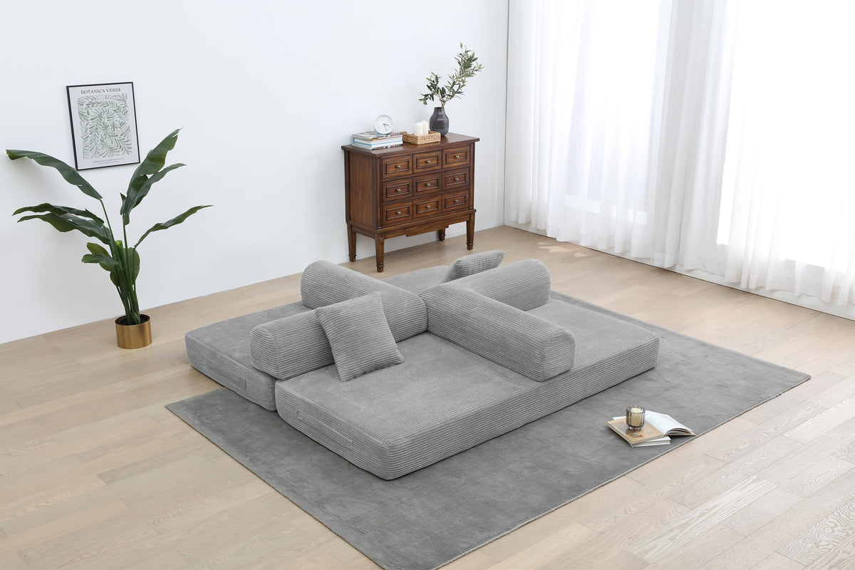 Light Gray Convertible Sleeper Sofa V472