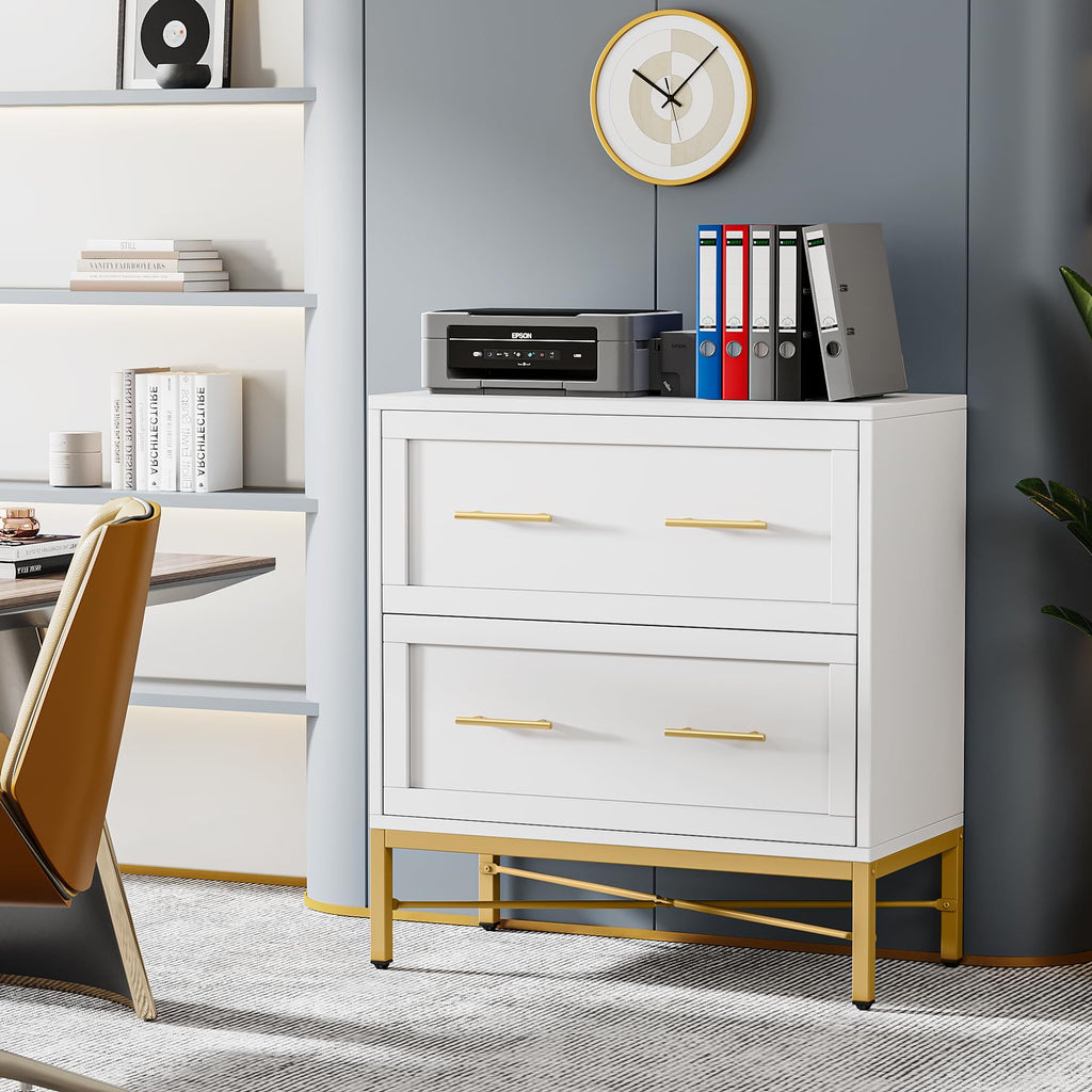 White 2 Drawer Wood File Cabinet D500703