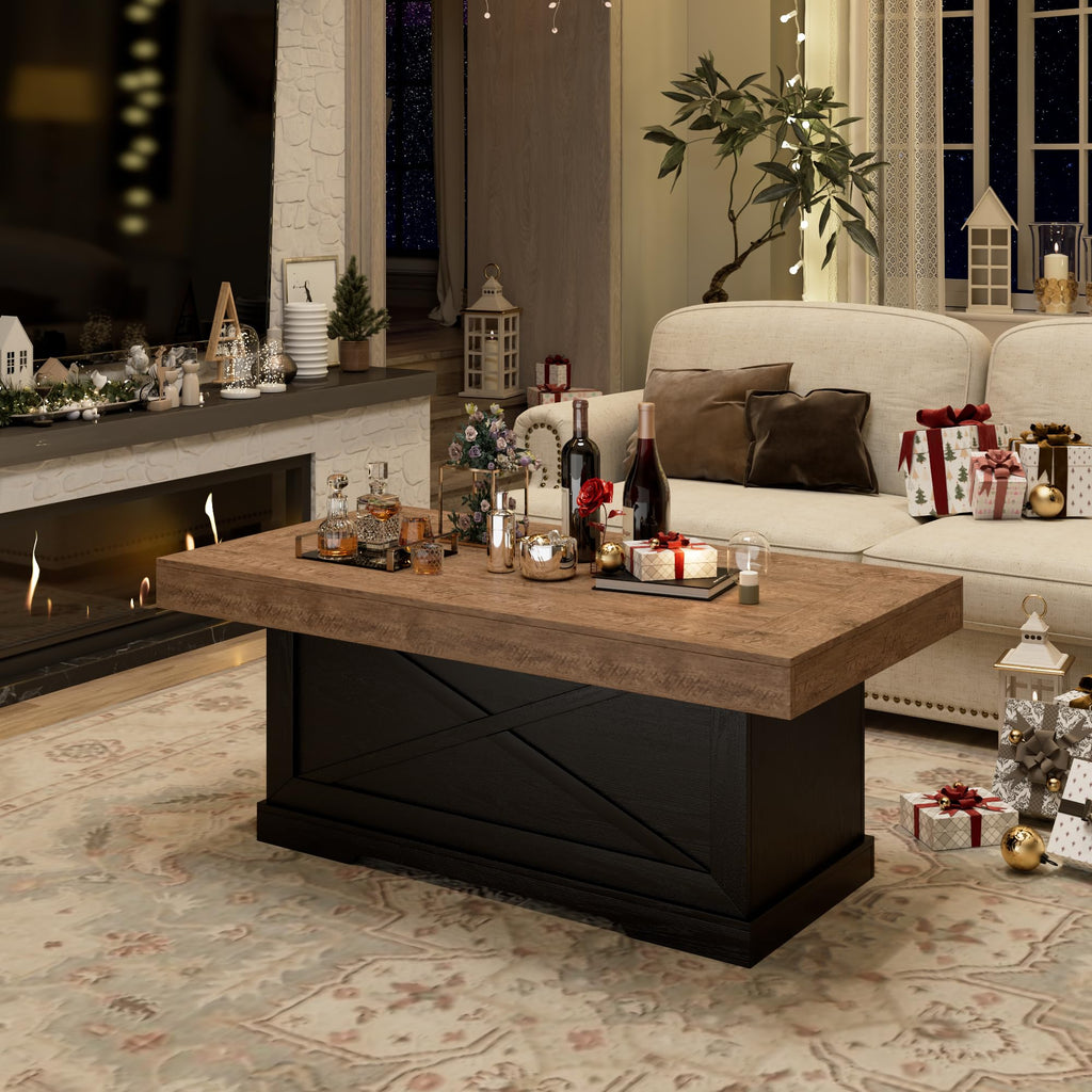39 in Rustic Coffee Table with X-Design Y5543