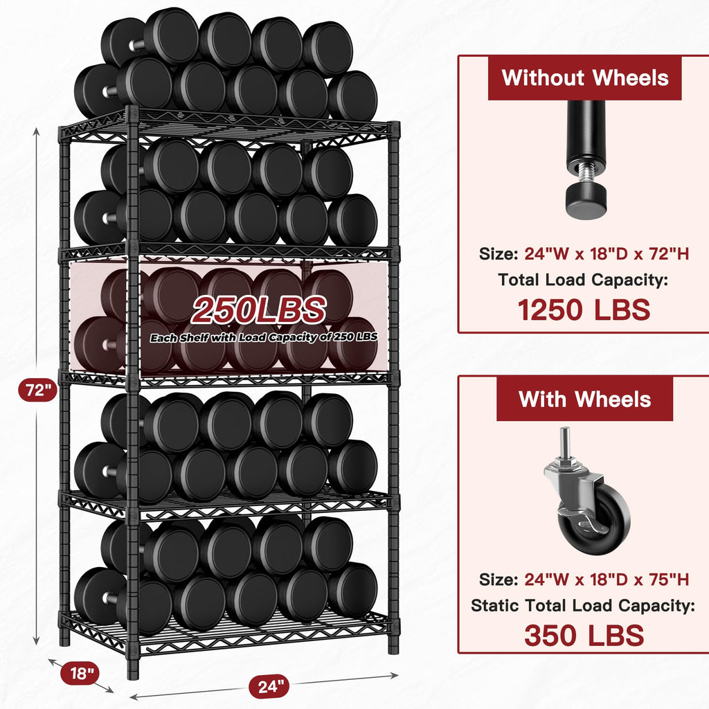 Wire Storage Rack with Wheels Metal Shelving M92237