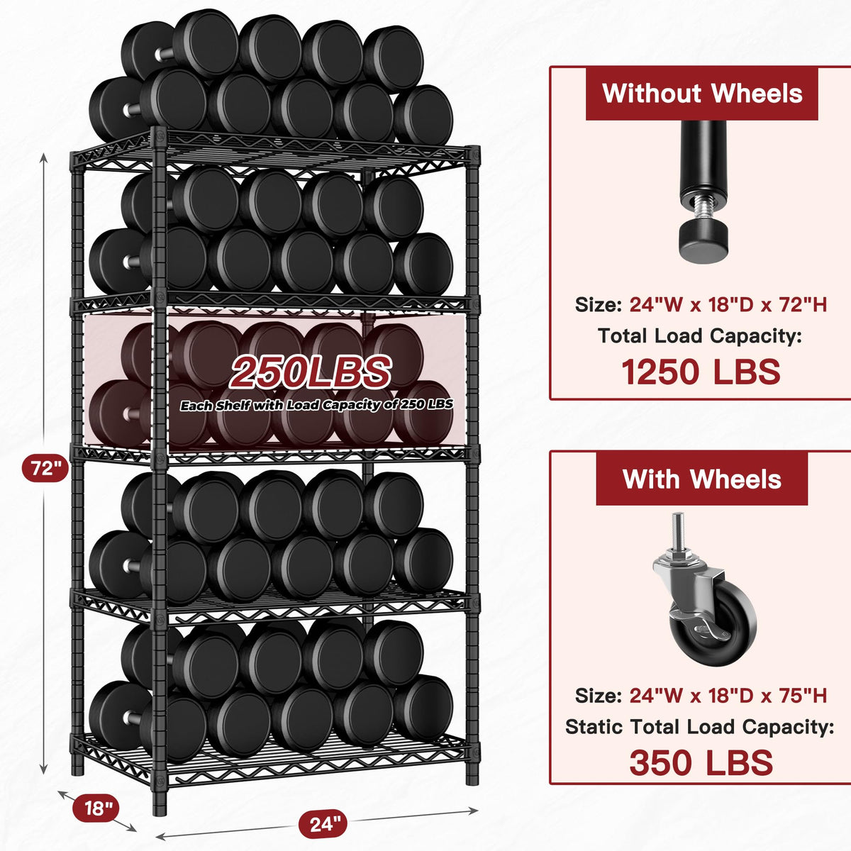 Wire Storage Rack with Wheels Metal Shelving M92237