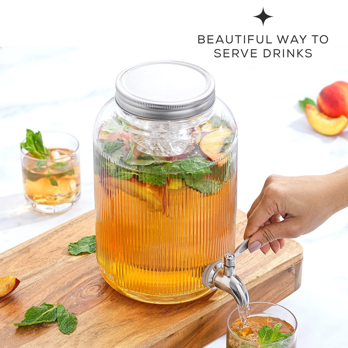 1 Gallon Glass Beverage Dispenser with Stainless Steel Spigot Z606057