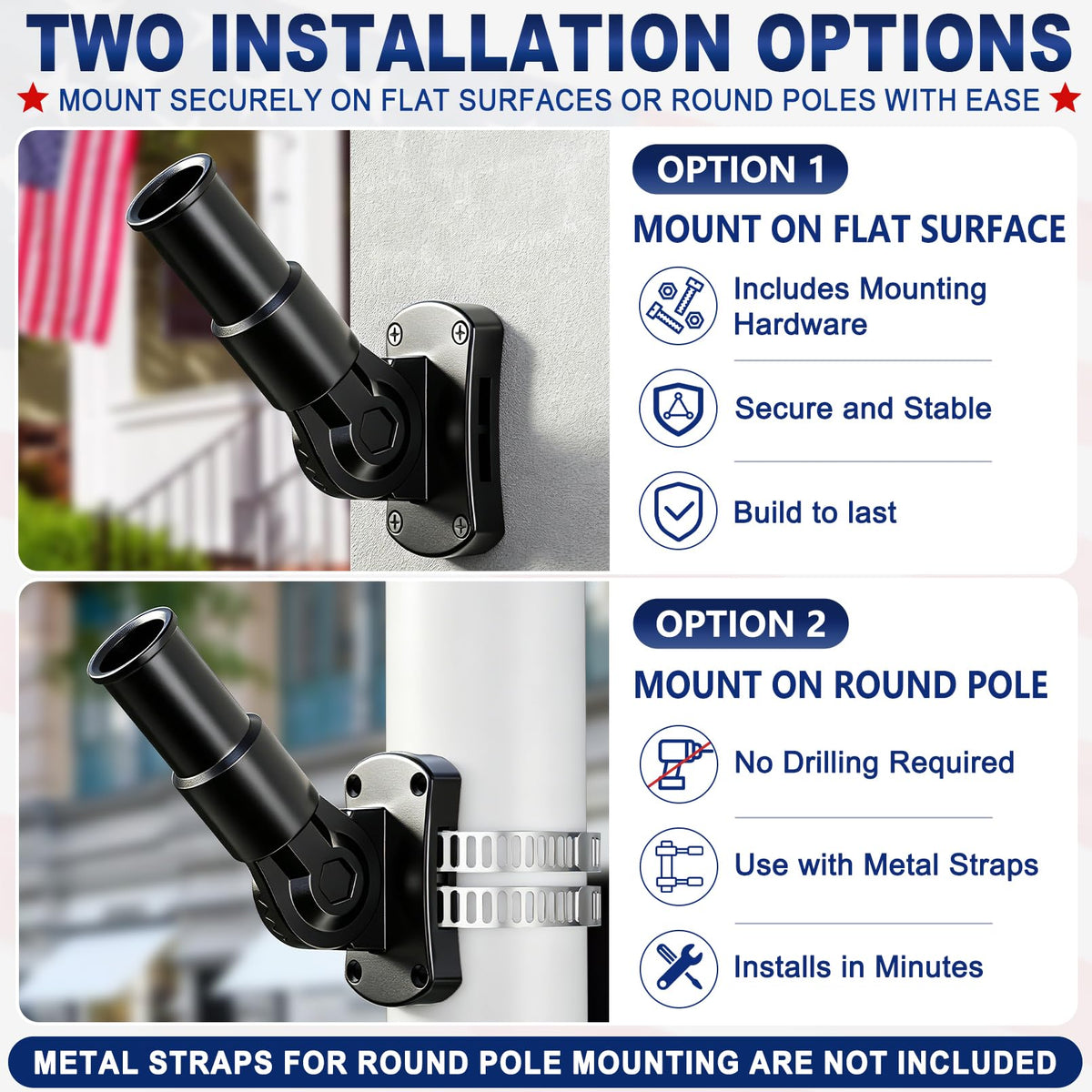 Heavy Duty Stainless Steel Flag Pole Holder T683