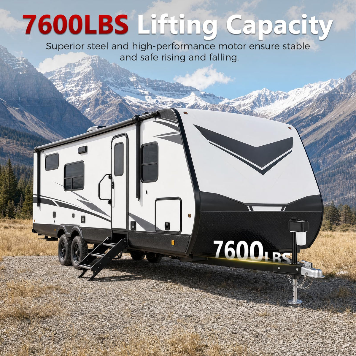 Electric Trailer Jack with 2 Remote Control, IP65 Waterproof G297