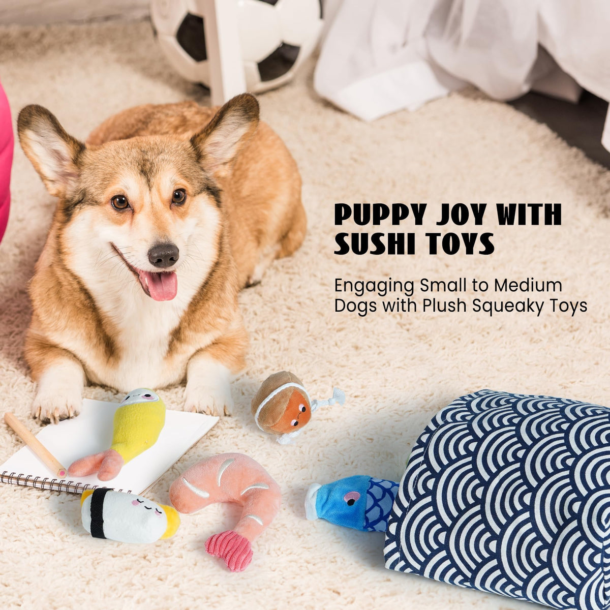 10 PC Squeaky Plush Dog Toys with Bag H8408