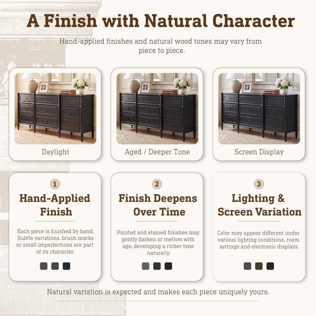 63" 9-Drawer Wood Dresser with Power Outlet, Black U796932