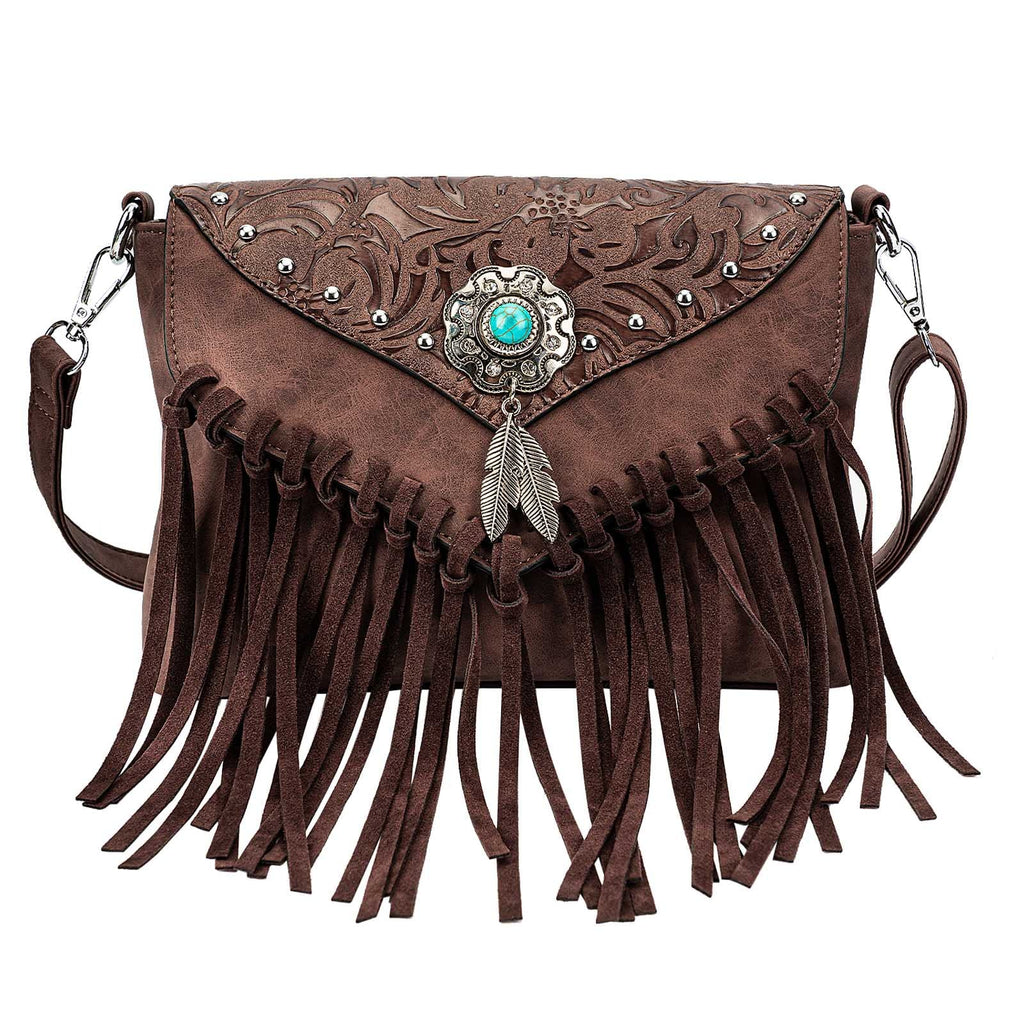 Small Turquoise Fringe Crossbody Handbag J36646