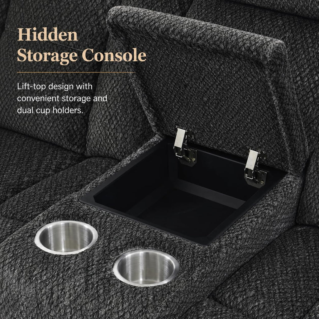 Gray Wool 3 Piece Power Reclining Sofa Set with USB Ports and LED Lights N159