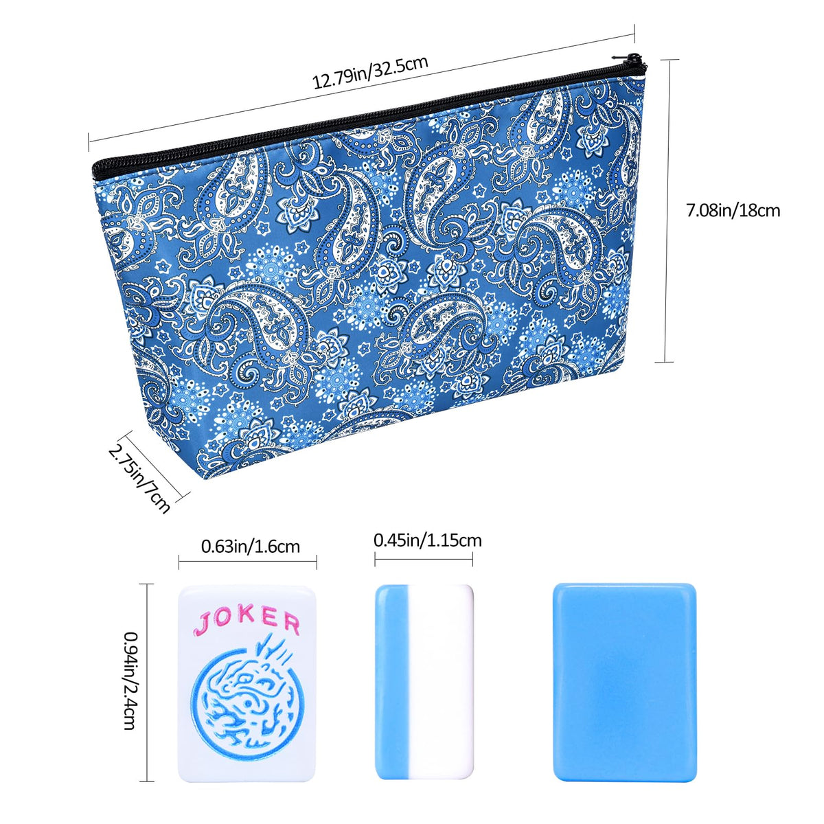 Mini Mahjong Set with 166 Blue Tiles, 4 Racks & Bag H711157