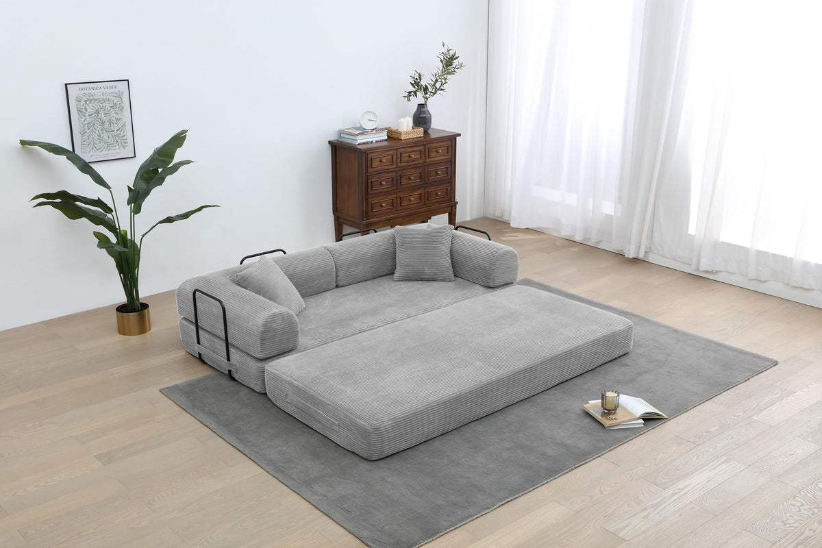 Light Gray Convertible Sleeper Sofa V472