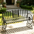 Black Outdoor Garden Bench with Built-in Table S5237