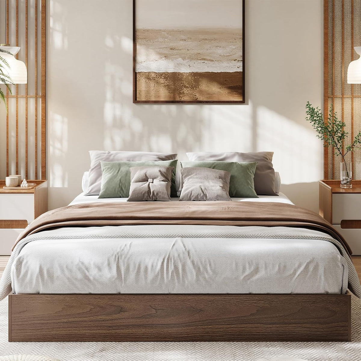 Wooden California King Size Platform Bed Frame U658