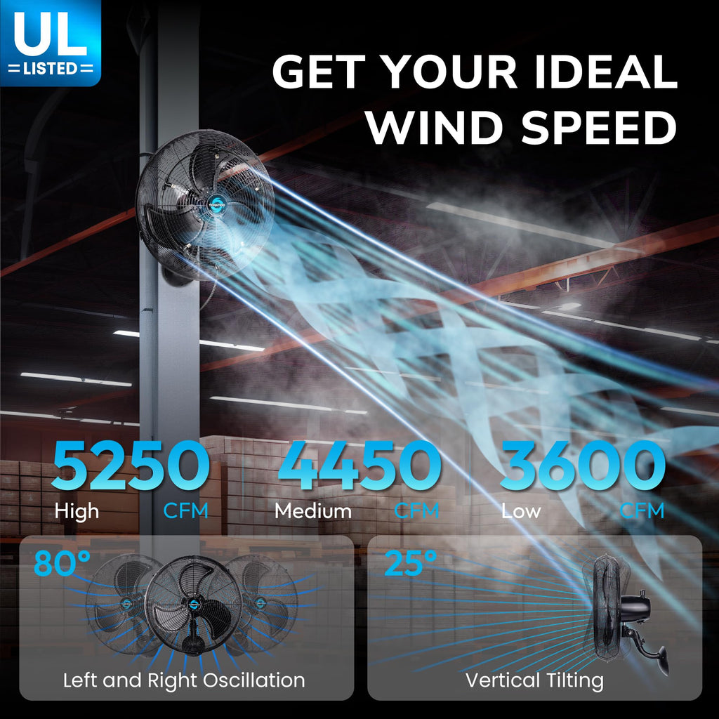 20 Inch Outdoor Wall Mount Fan with Misting Ring Z721