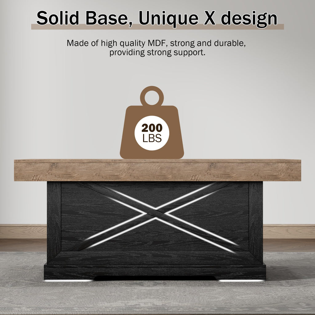 39 in Rustic Coffee Table with X-Design Y5543